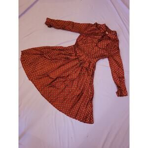 VTG California Girl 70s Prairie Dress Red Floral Ditsy Print Cottagecore Maxi XS